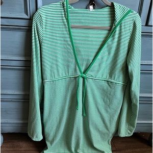 SWIMSUIT COVER UP GREEN N WHITE STRIPED